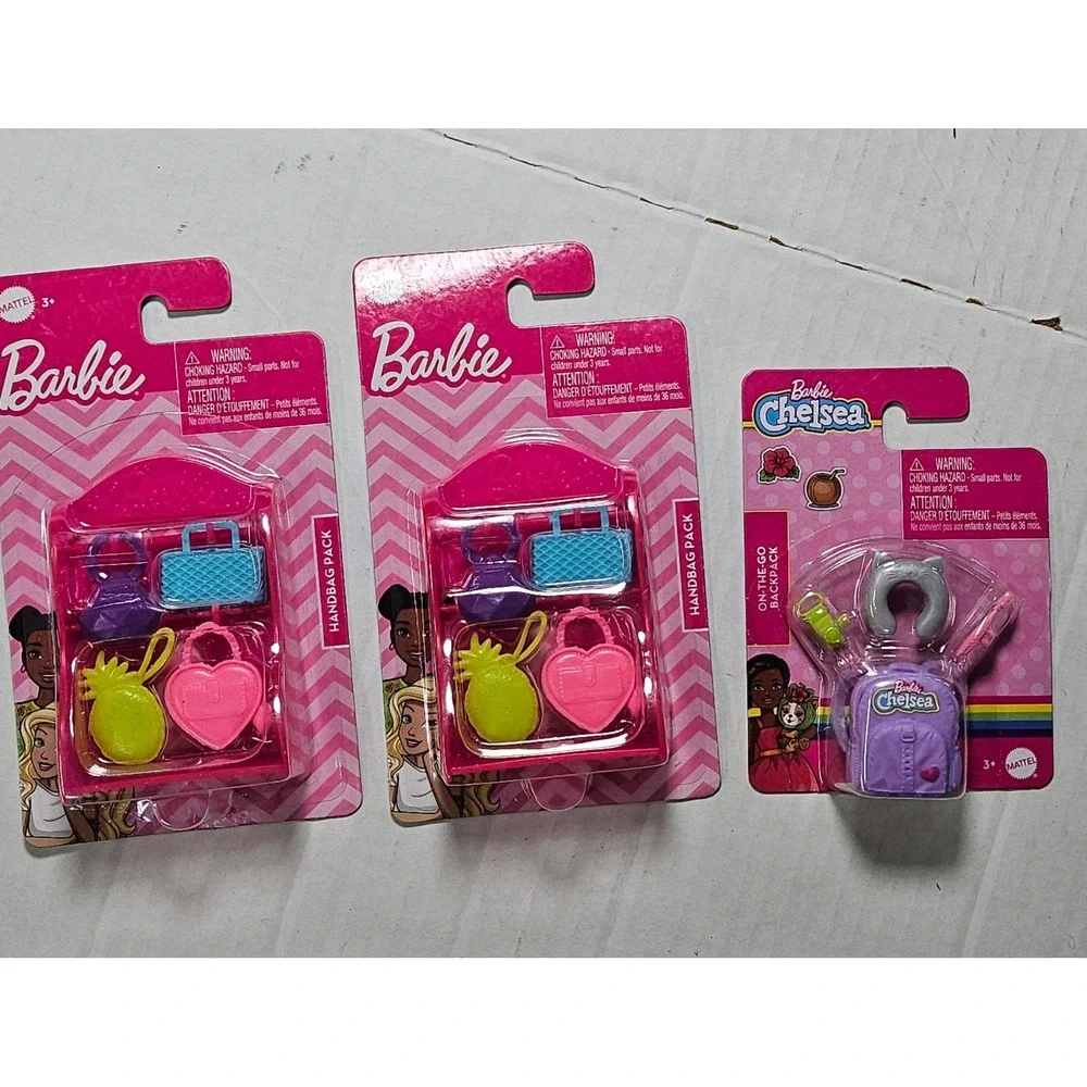 Barbie Chelsea Doll Accessory Lot Handbag Packs Backpack‎ Pet Set Mattel 4 Packs